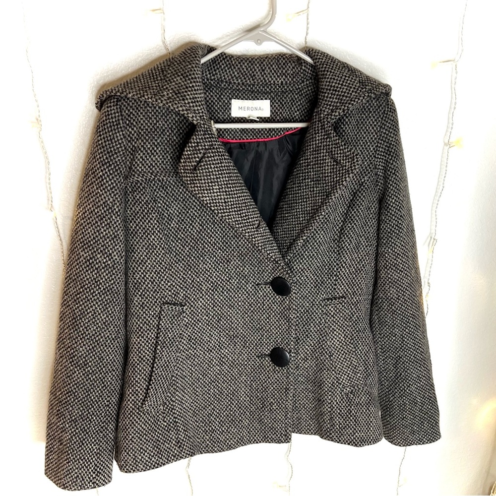Lux English Countryside Style Grey Tweed Brest Jacket